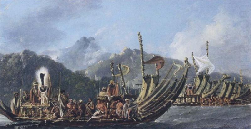 William Hodges Review of the War Galleys at Tahiti china oil painting image